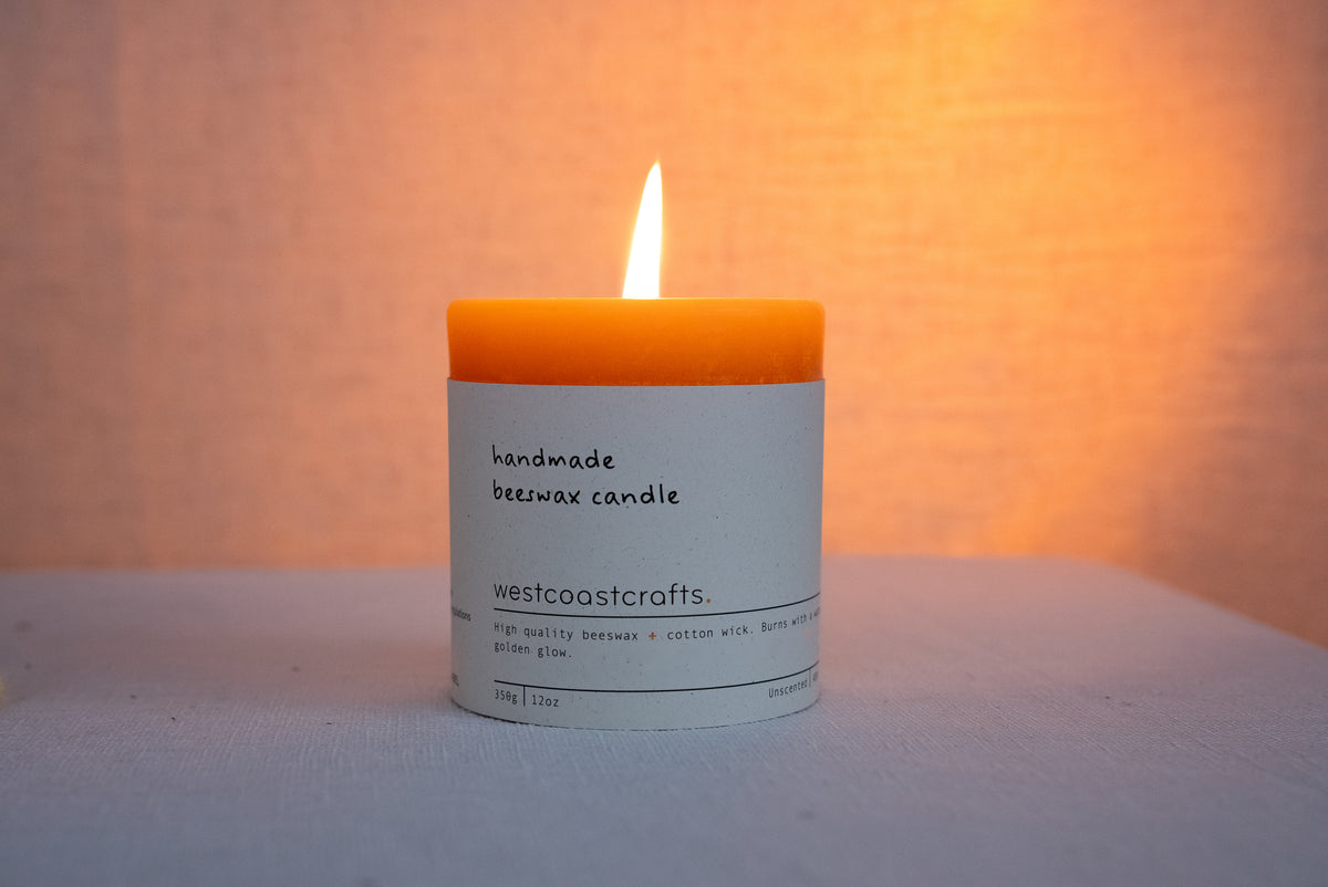 Small Round Beeswax Pillar Candle