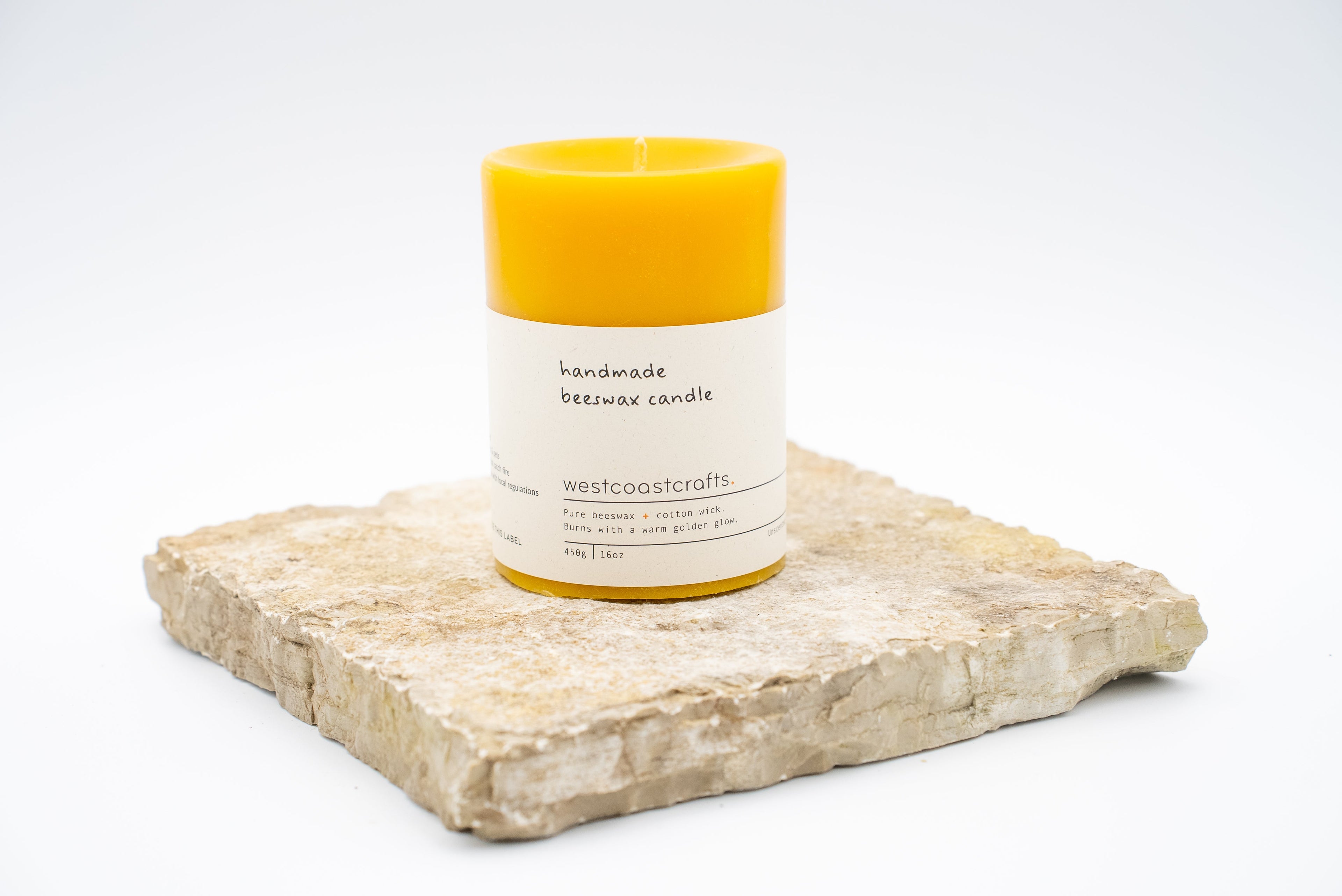 Medium Round Beeswax Pillar Candle - 60 hour burn