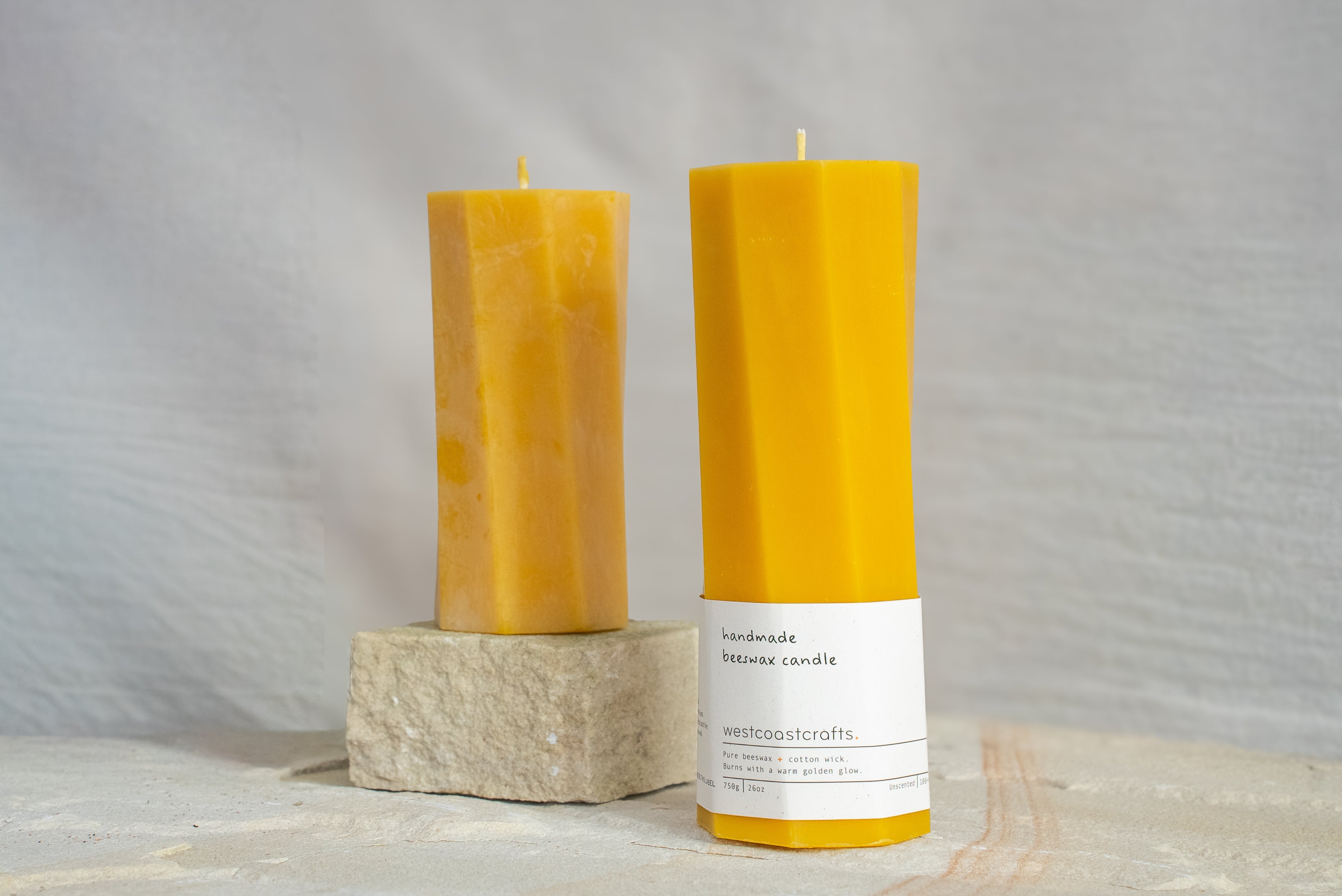 Large Octagon Spiral Beeswax Candle - 100+ hour burn