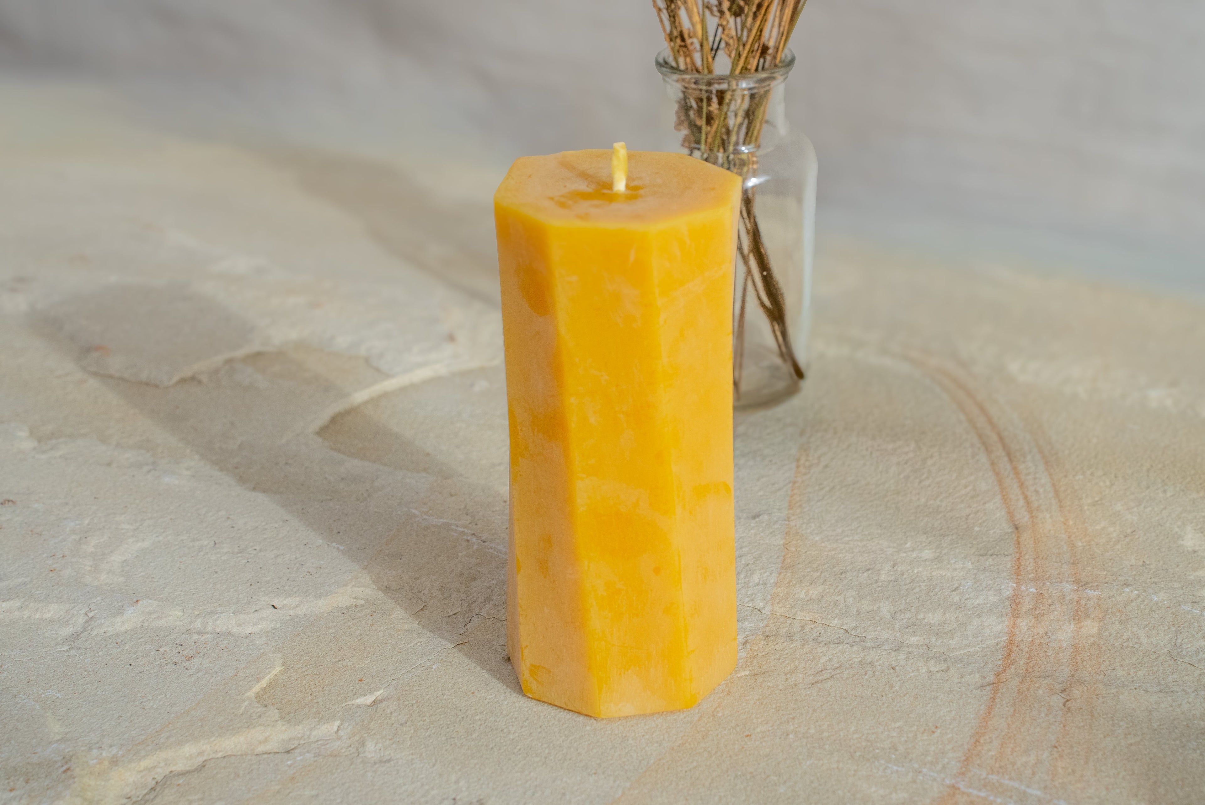 Medium Octagon Spiral Beeswax Candle - 90 hour burn