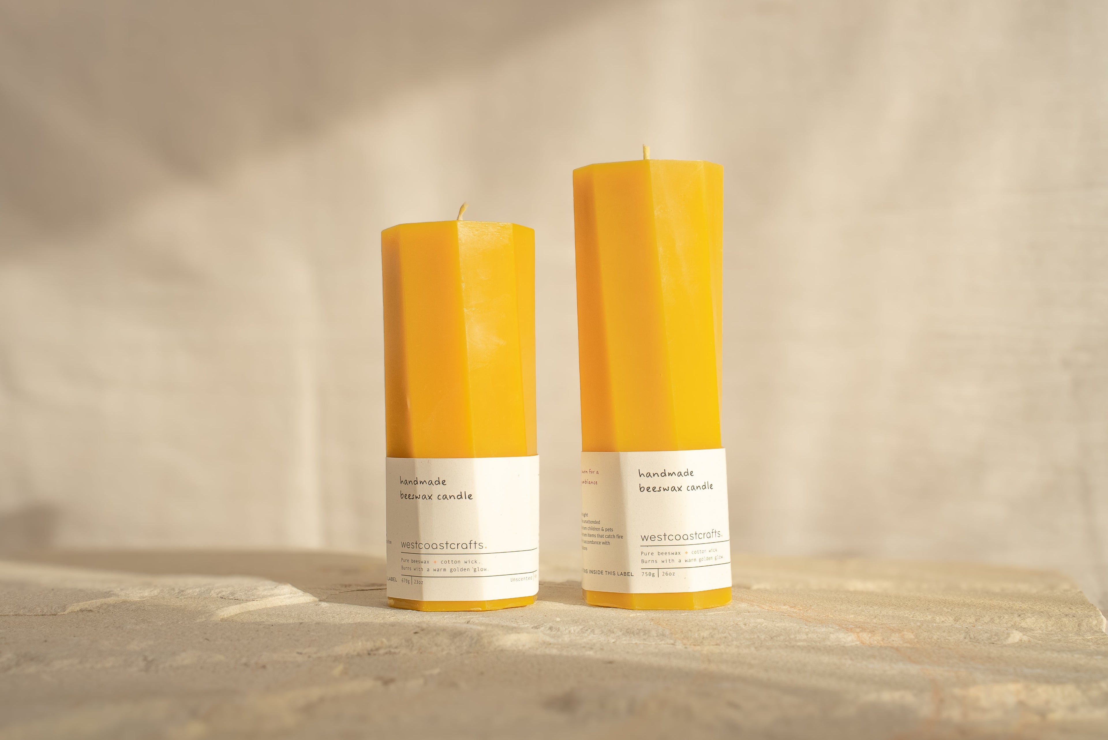 Medium Octagon Spiral Beeswax Candle - 90 hour burn