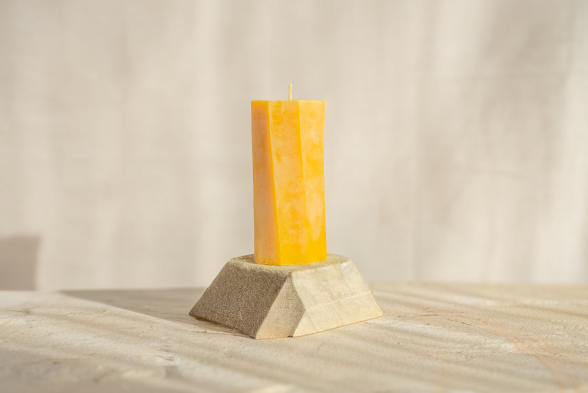 Small Octagon Spiral Beeswax Candle