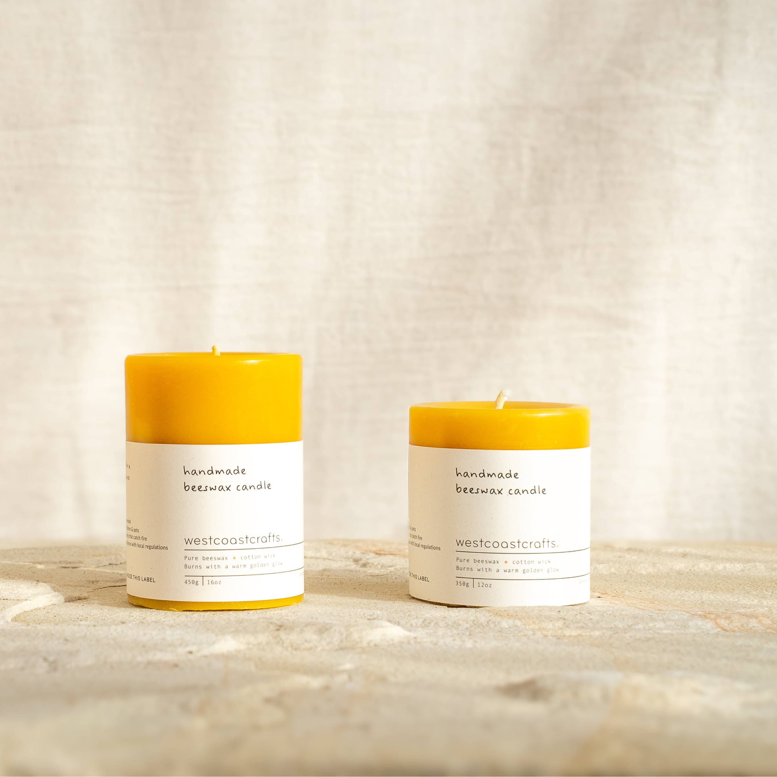 Medium Round Beeswax Pillar Candle - 60 hour burn