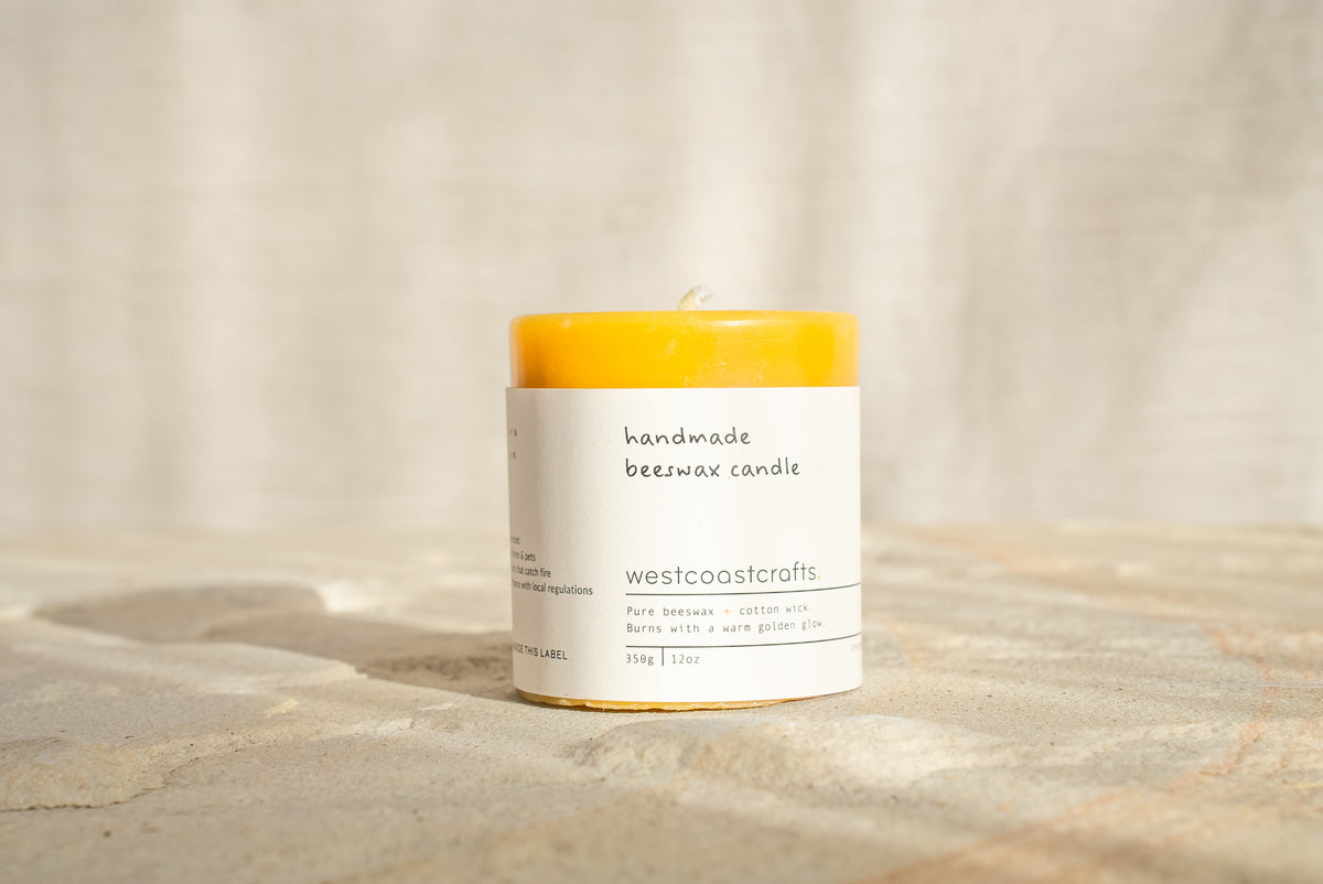 Small Round Beeswax Pillar Candle