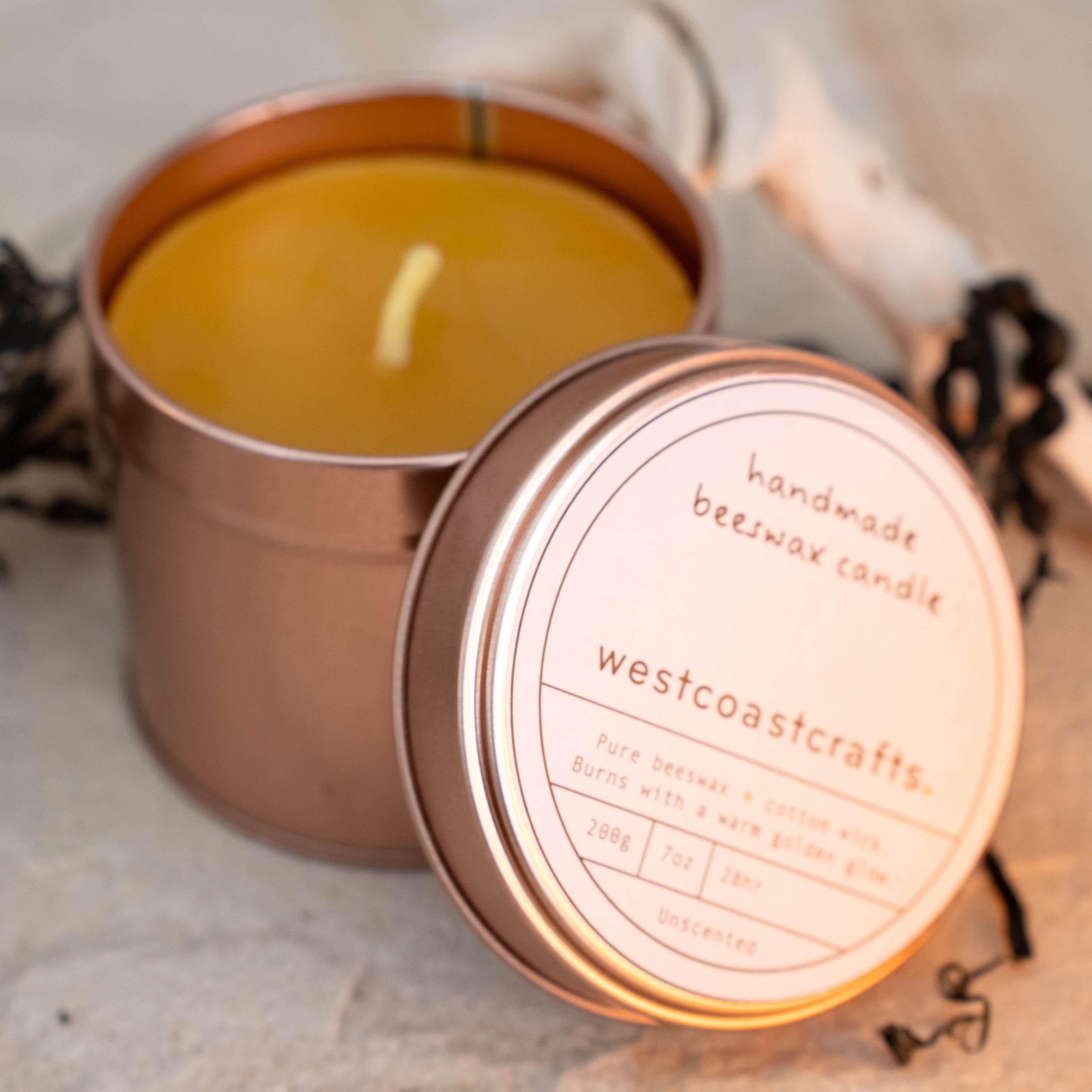 Large Beeswax Candle Tin - 28 hour burn