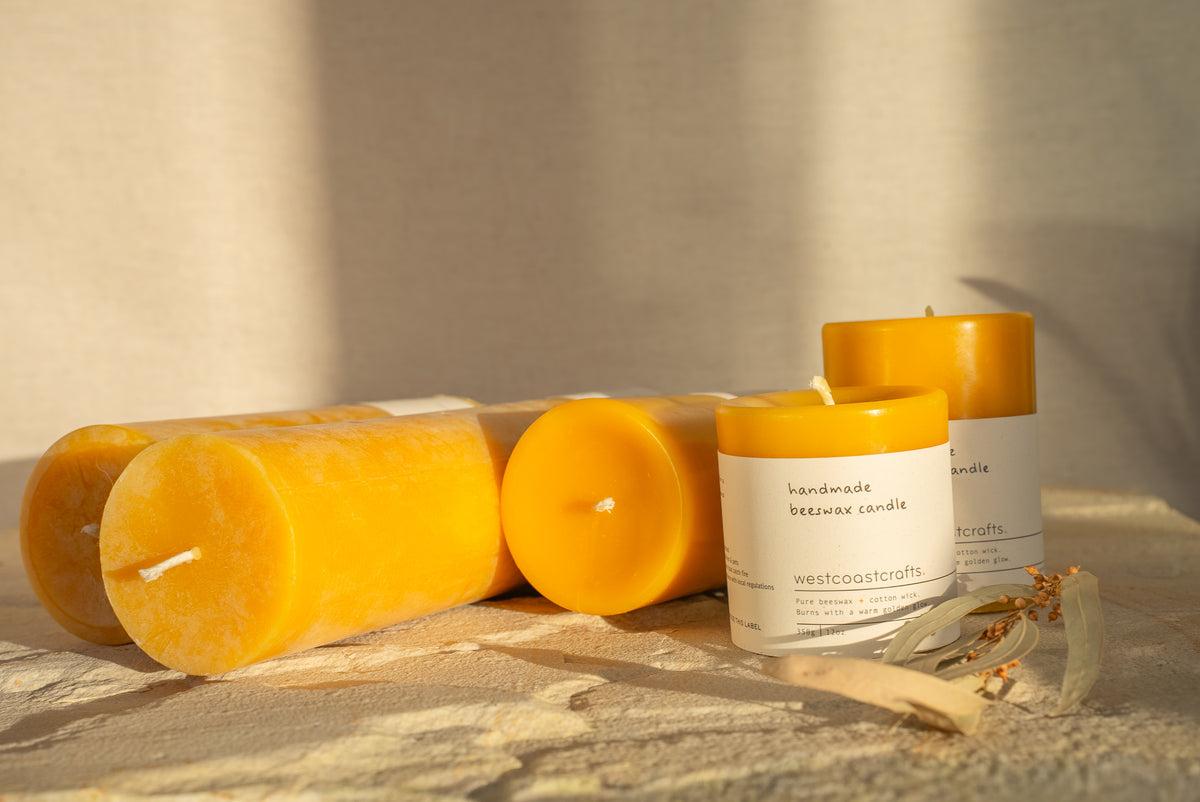 Small Round Beeswax Pillar Candle