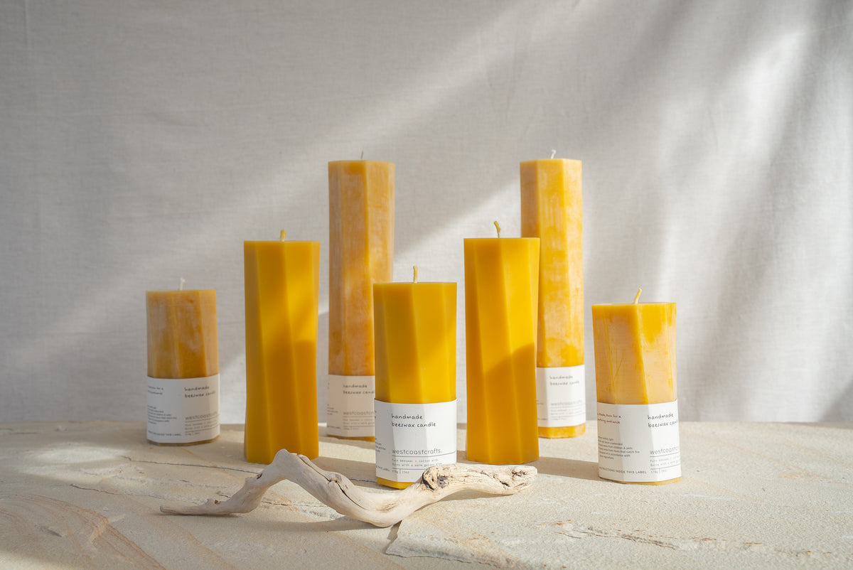 Small Octagon Spiral Beeswax Candle