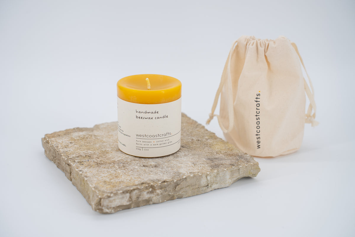 Small Round Beeswax Pillar Candle