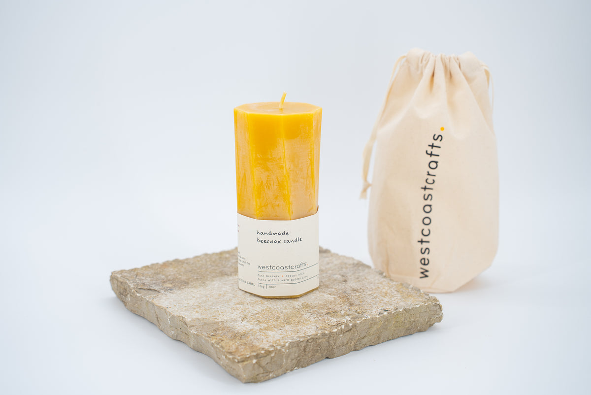 Small Octagon Spiral Beeswax Candle