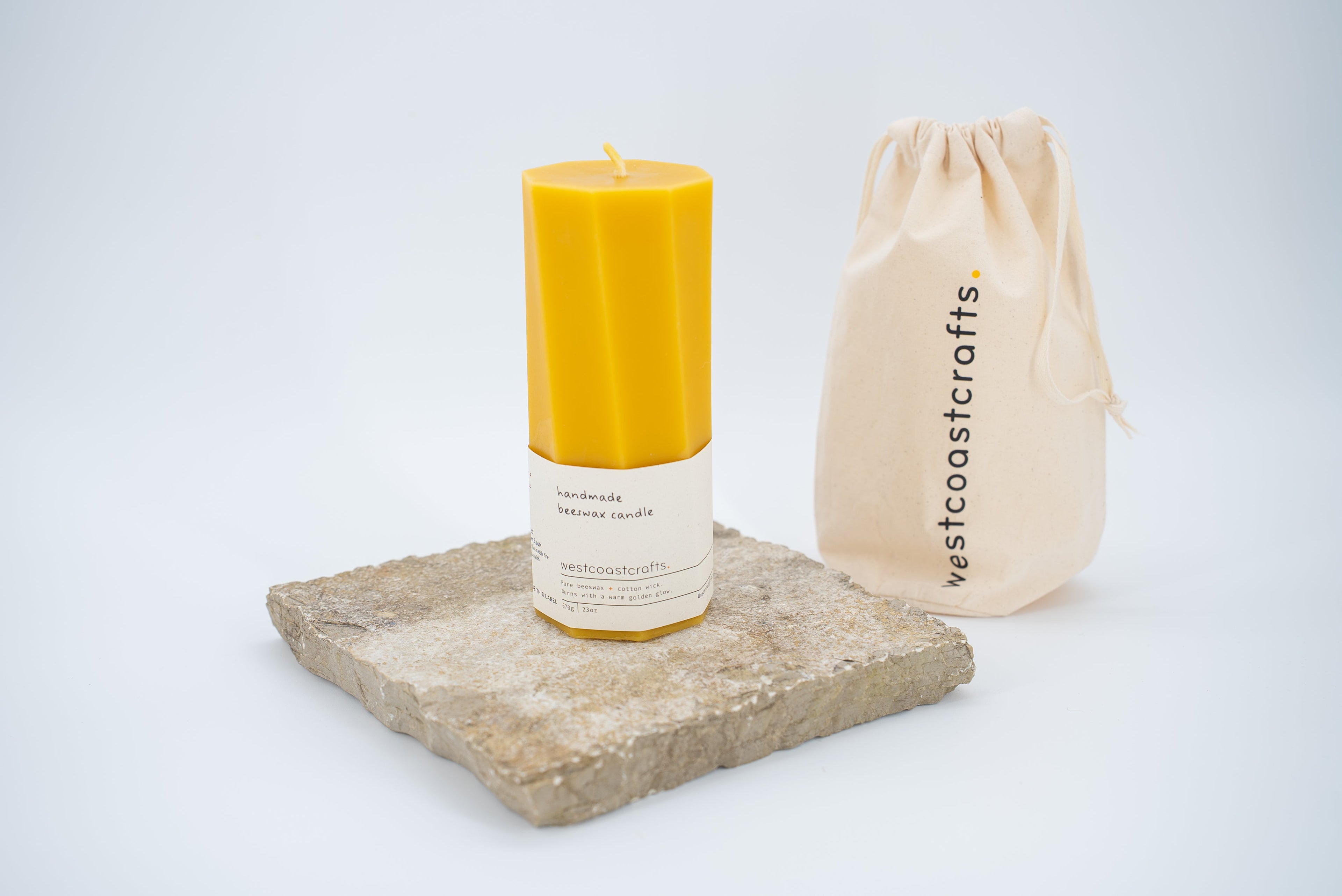 Medium Octagon Spiral Beeswax Candle - 90 hour burn