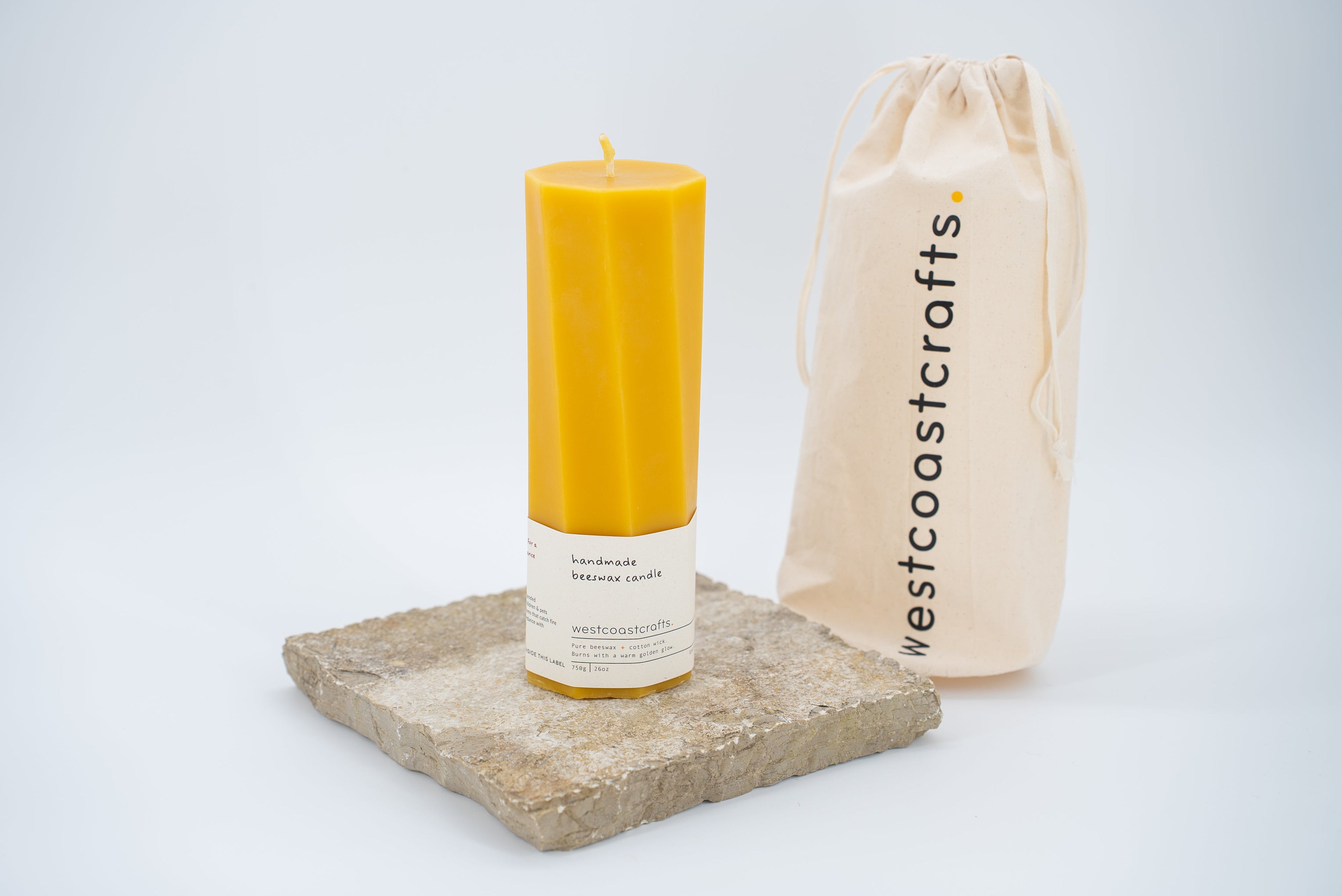 Large Octagon Spiral Beeswax Candle - 100+ hour burn