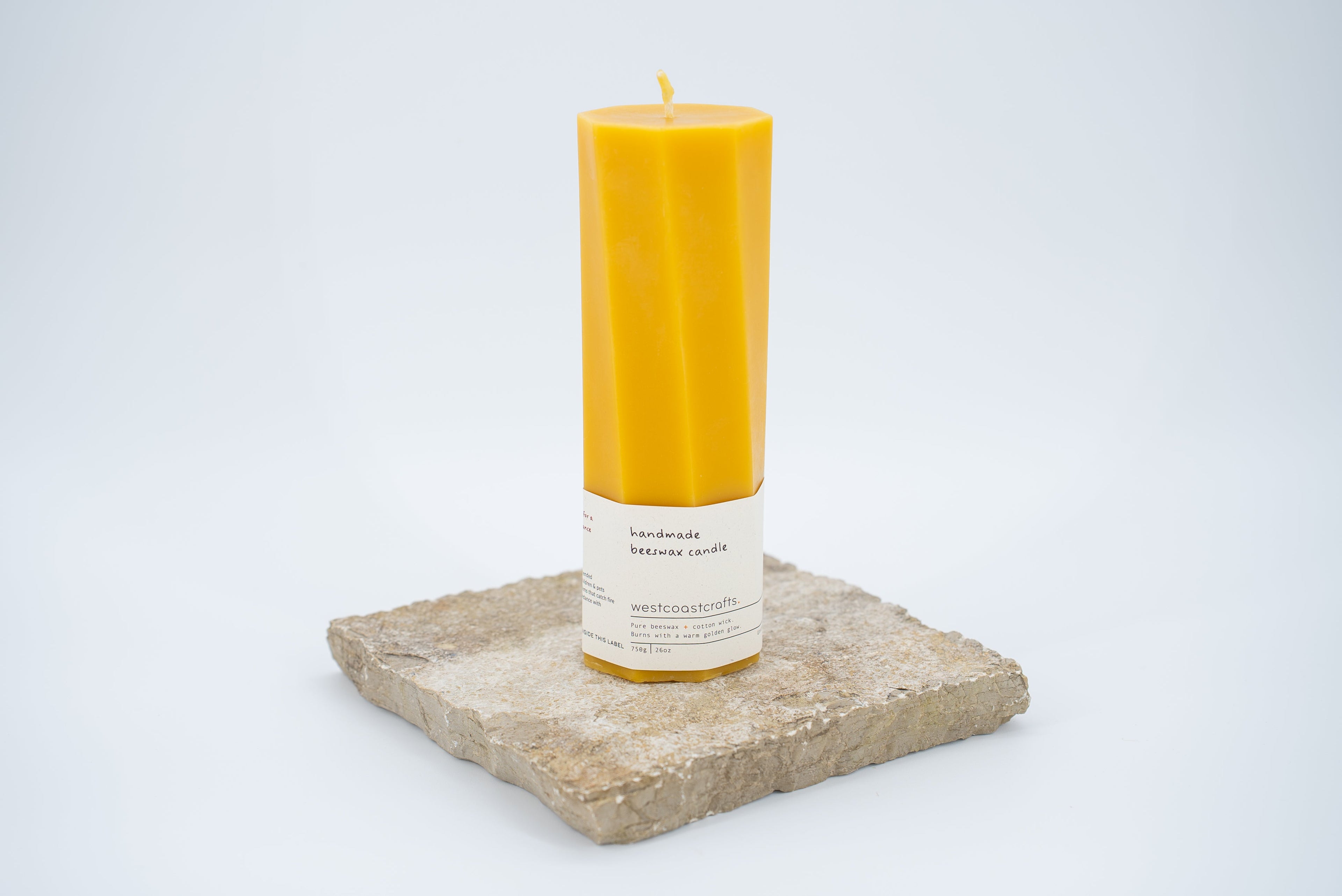 Large Octagon Spiral Beeswax Candle - 100+ hour burn