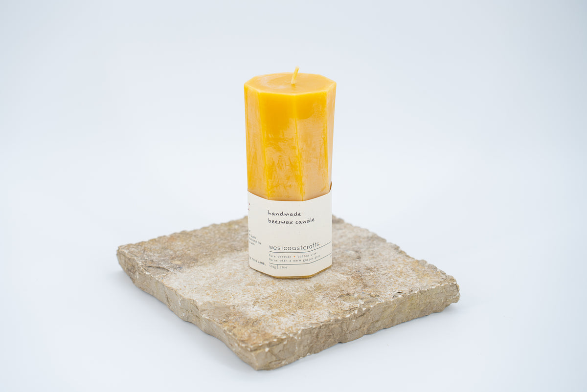 Small Octagon Spiral Beeswax Candle