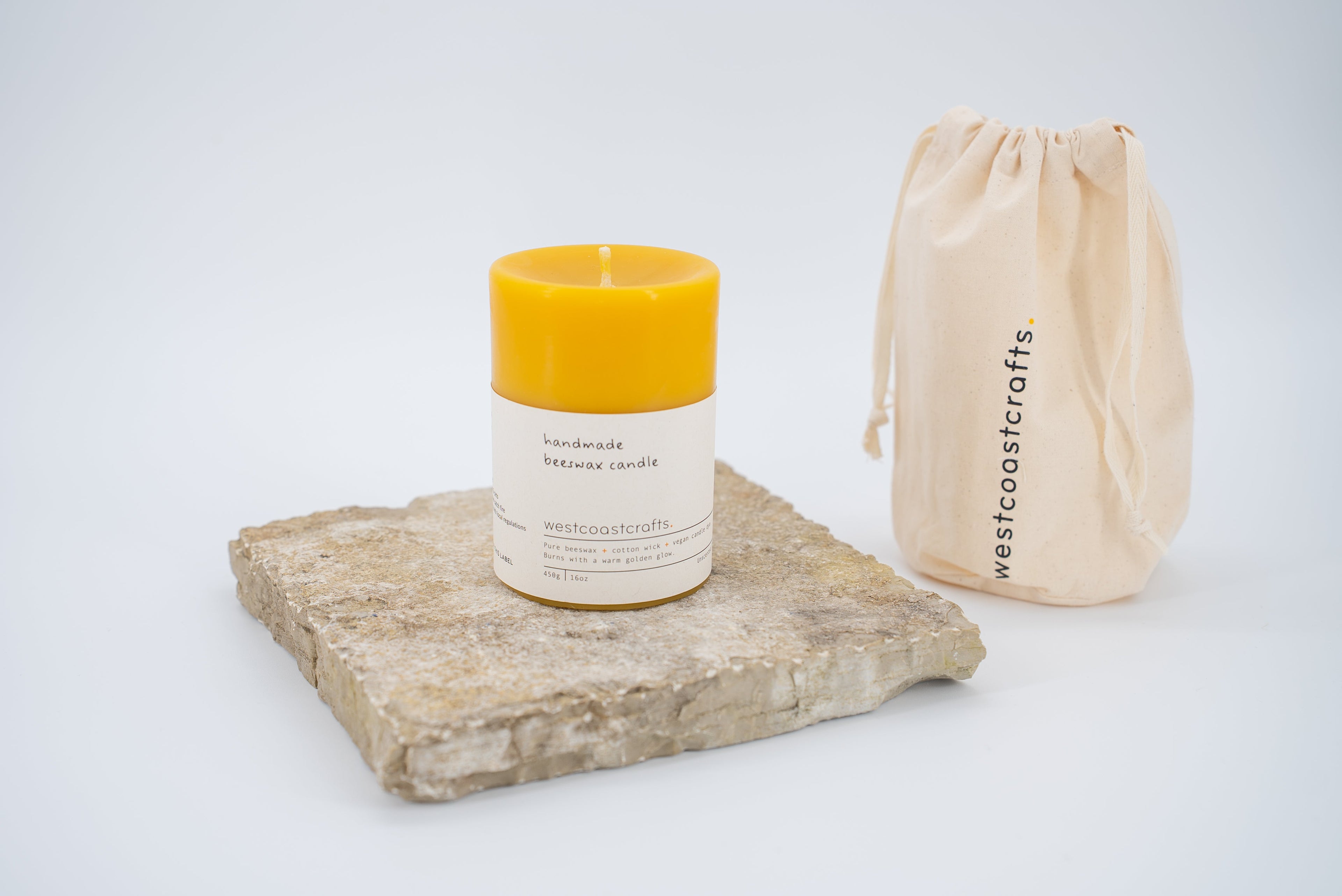 Medium Round Beeswax Pillar Candle - 60 hour burn